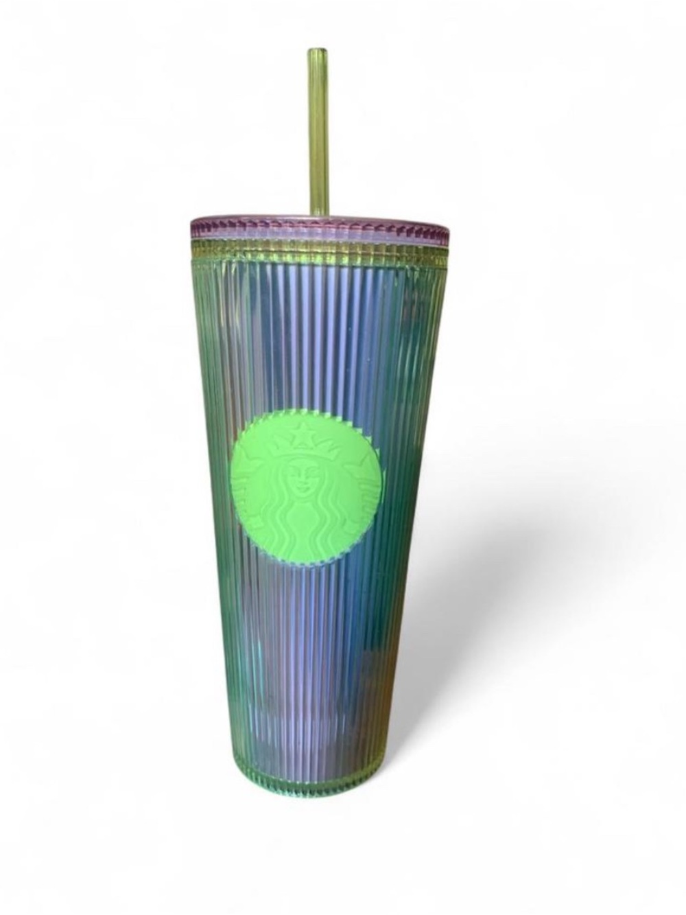 NEW Starbucks 2025 Neon Pleated Venti Cold Cup 24oz - Lime & Lilac